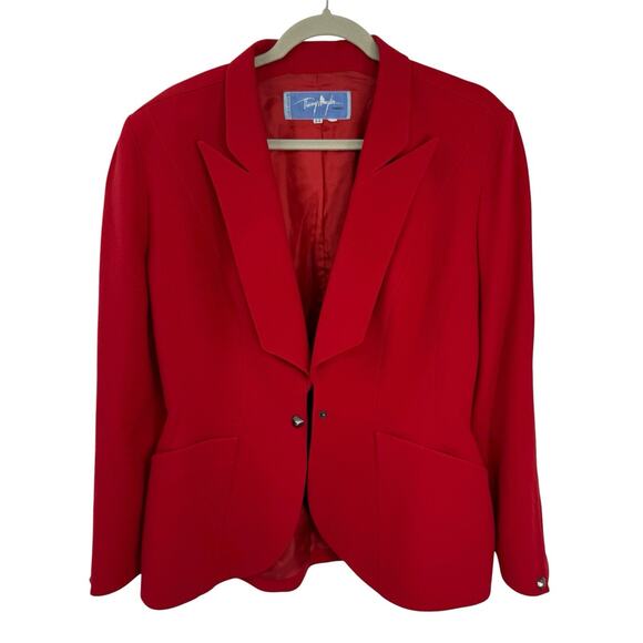 Vtg 80s Thierry Mugler Red Wool Blazer France Sculptural Jacket EU 44 US 12 - Picture 1 of 13